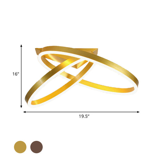 12’/16’ Dual Rings Ceiling Flush Mount Led Lighting - Modernist Acrylic Gold/Coffee Or