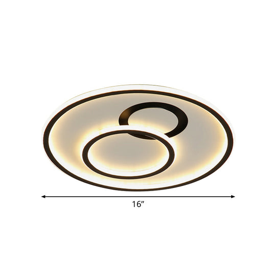 16’/19.5’ Dia Led Flush Mount Light Fixture - Extra Thin & Minimalist Black