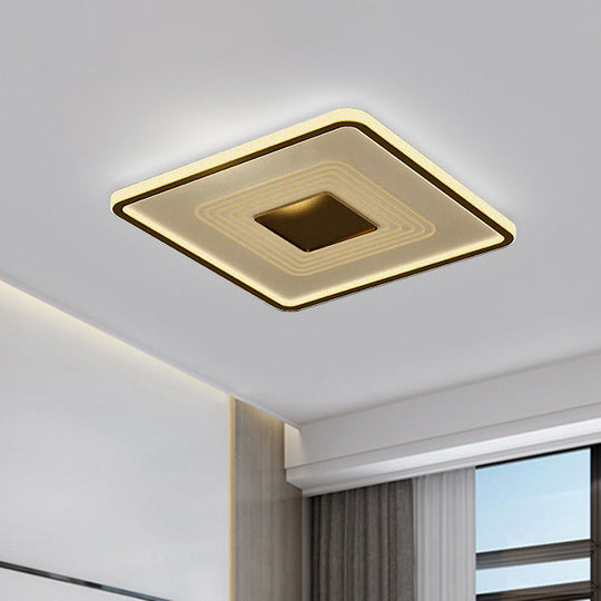 16’ Modern Acrylic Led Flush Light Square/Rectangle Gold Finish – White/Warm For Living Room / Warm