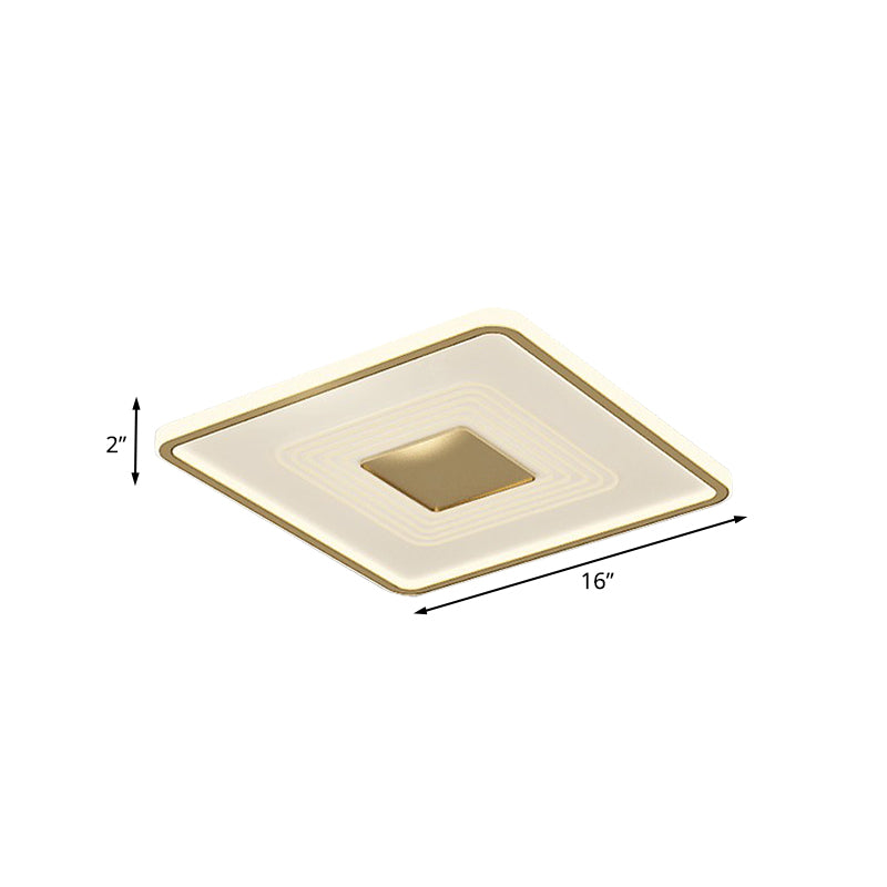 16’ Modern Acrylic Led Flush Light Square/Rectangle Gold Finish – White/Warm For Living Room
