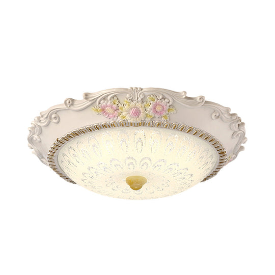 12’/16’ Country Style Led Sunflower/Rose Flush Light With Seeded Glass Shade