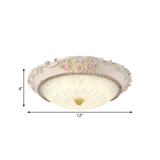 12’/16’ Country Style Led Sunflower/Rose Flush Light With Seeded Glass Shade