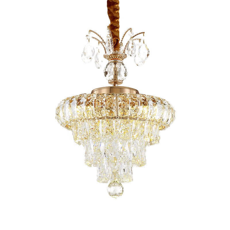 Modern Led Pendant Chandelier With Clear Crystal Shade - Elegant Dining Room Ceiling Light