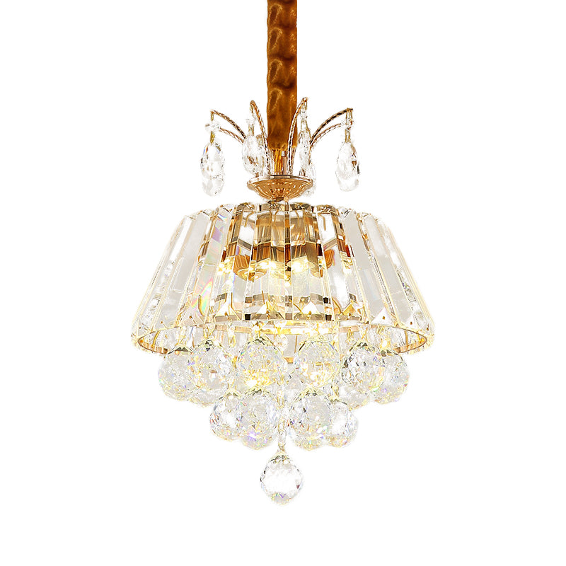 Modern Led Pendant Chandelier With Clear Crystal Shade - Elegant Dining Room Ceiling Light