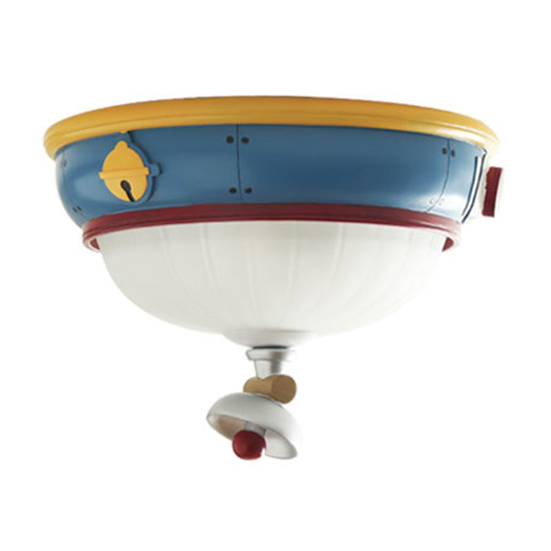 Blue Dome Ceiling Light For Kids’ Bedroom - 3 - Light Resin Flushmount Lamp