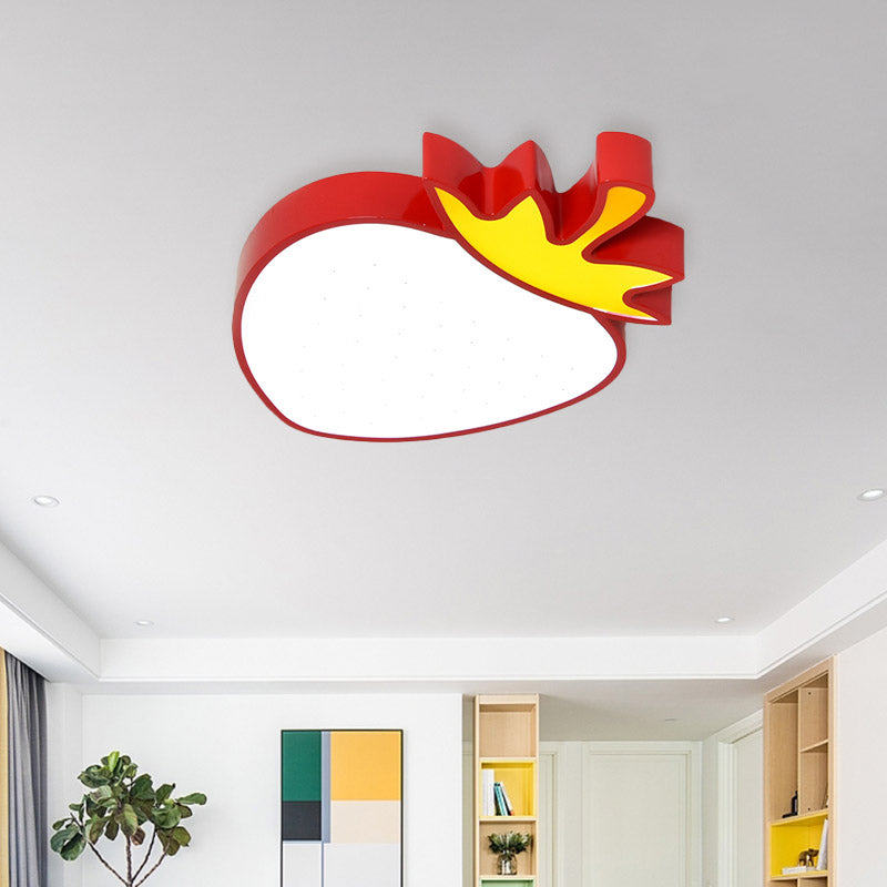 Contemporary Led Flush Mount Light Fixture With Acrylic Shade - White Grape/Banana/Apple Theme / A
