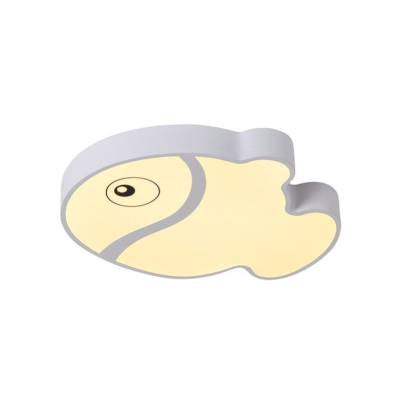 Cartoon Fish Ceiling Light For Kids’ Bedrooms – White/Blue Led Acrylic Flushmount Fixture