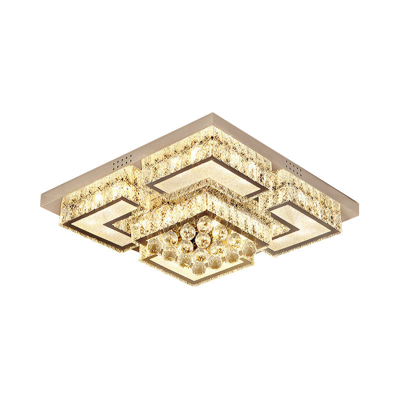 Modern Chrome Crystal Orb Led Flush Mount Ceiling Light For Bedrooms