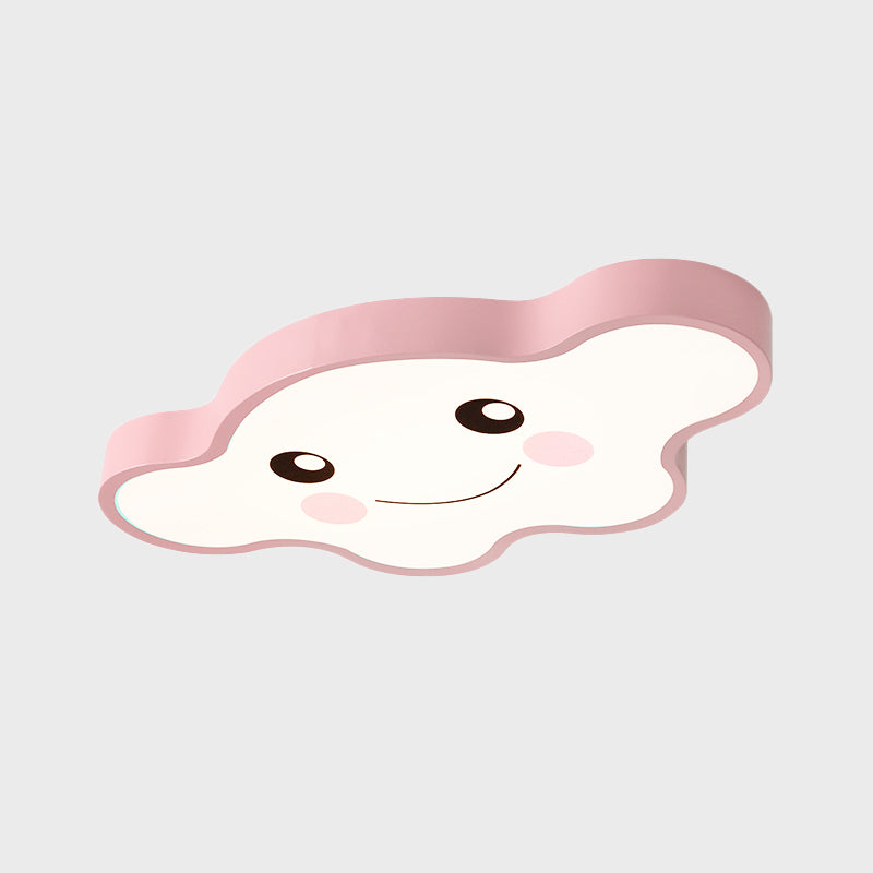 Children’s Led Ceiling Light For Kids Bedroom - Cartoon Smile/Dog Design White/Pink/Blue Flush