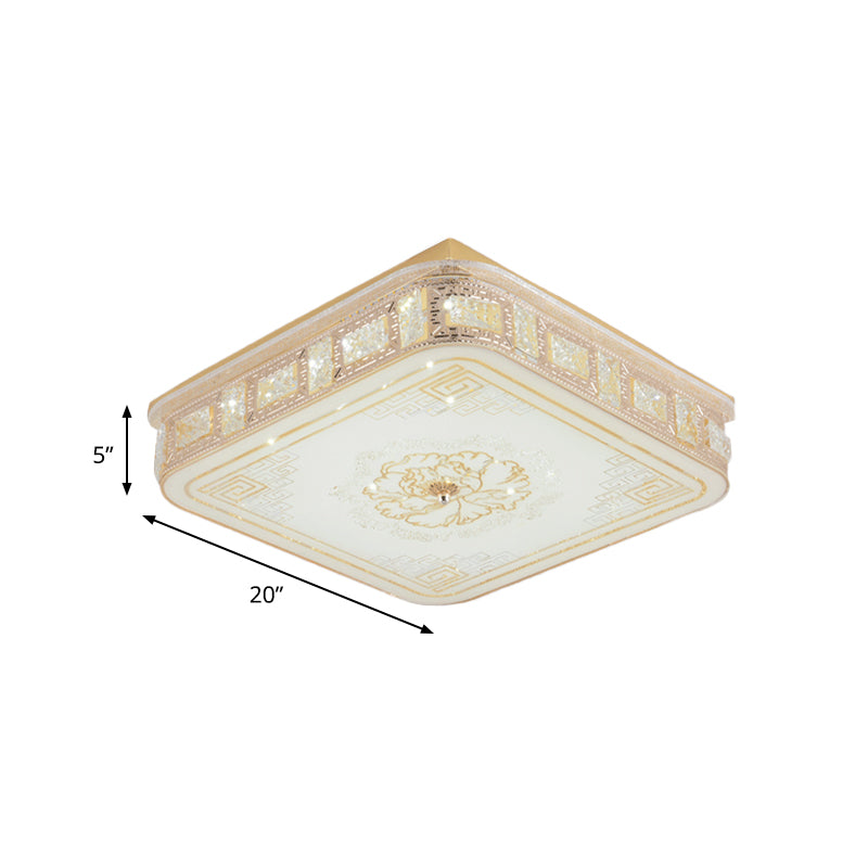 Modern Gold Led Crystal Flush Mount Spotlight - Elegant Flower Pattern Ceiling Light For Living Room