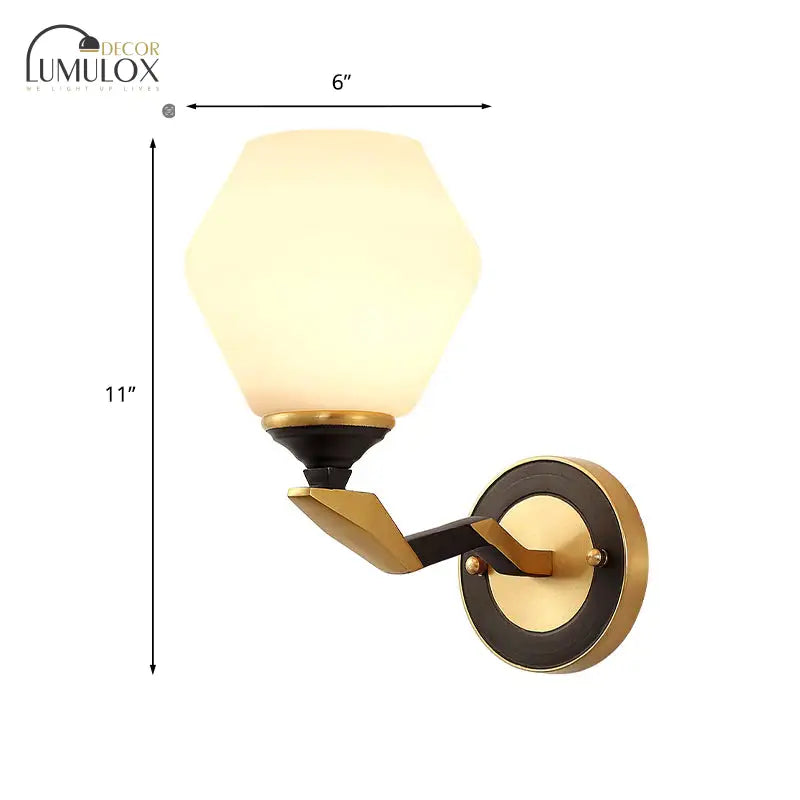 Hexagon Wall Light Black And Gold Frosted Glass Lighting Fixture