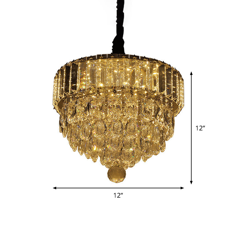Contemporary Black Led Crystal Teardrop Pendant Light Fixture For Dining Room