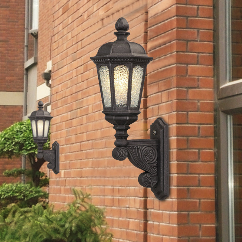 Rustic Black Seedy Glass Birdcage Wall Sconce - Outdoor Mounted Lighting With 1 Bulb
