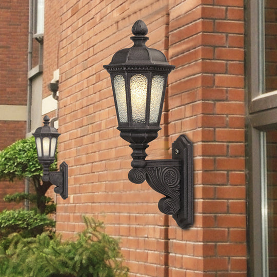 Rustic Black Seedy Glass Birdcage Wall Sconce - Outdoor Mounted Lighting With 1 Bulb