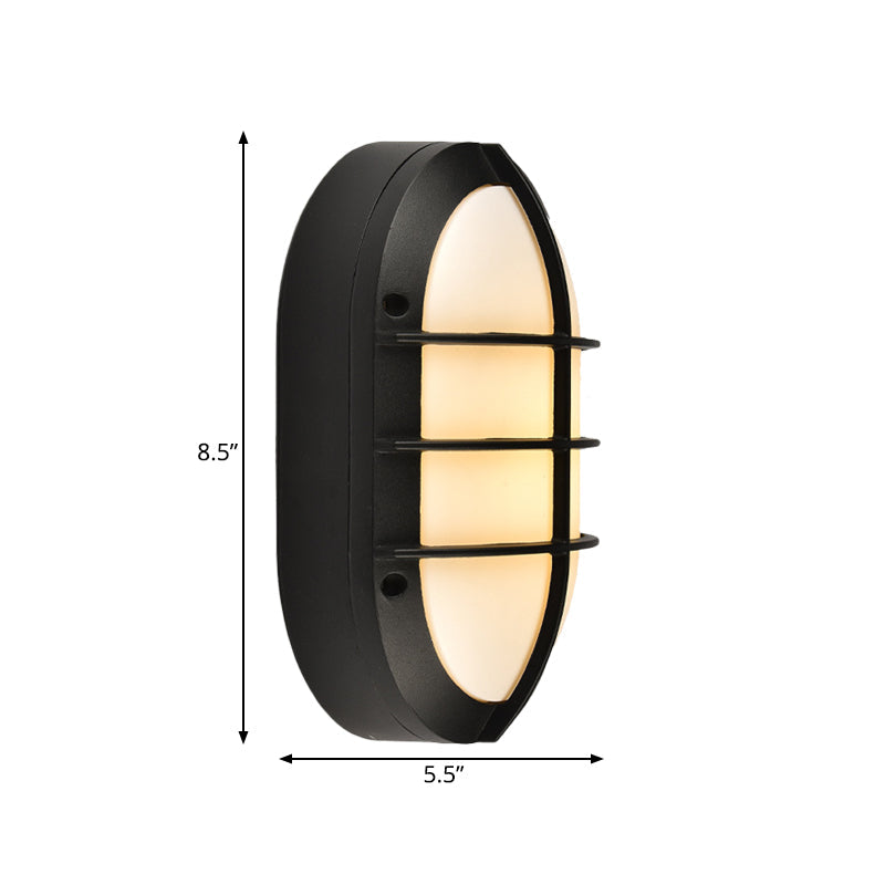 Classic Elliptical Opal Glass Wall Lamp In Black - 1 Light With Or Without Frame