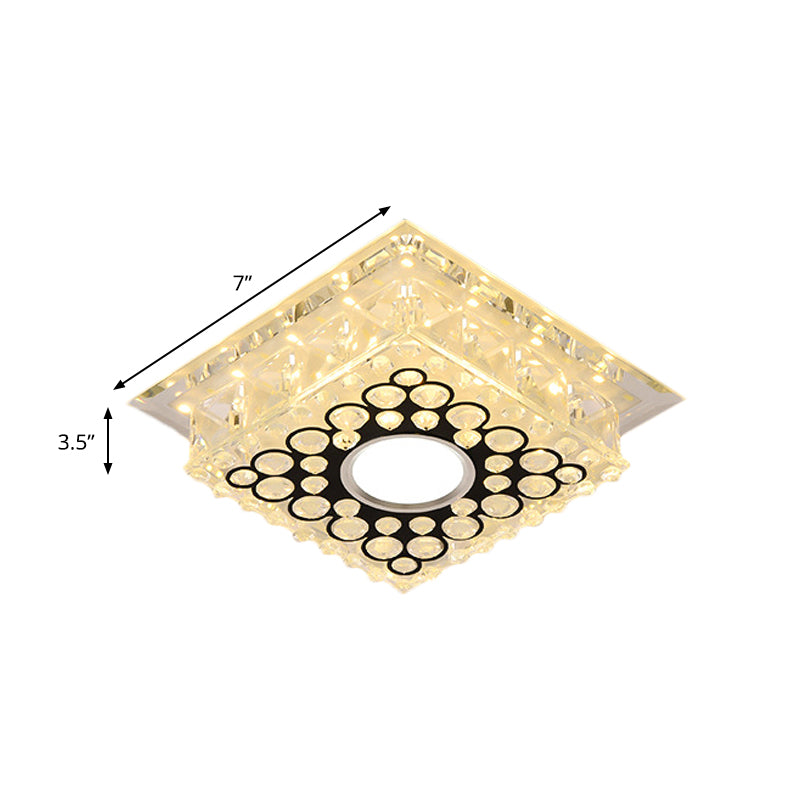 Led Crystal Ceiling Light With Bubble Pattern - Modern Flush Mount Fixture