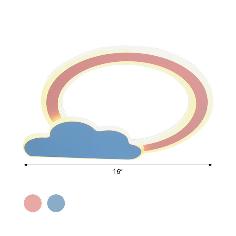 Cloud And Loop Flushmount Lamp For Kids Room – Blue/Pink Finish Minimalist Led Acrylic Lighting