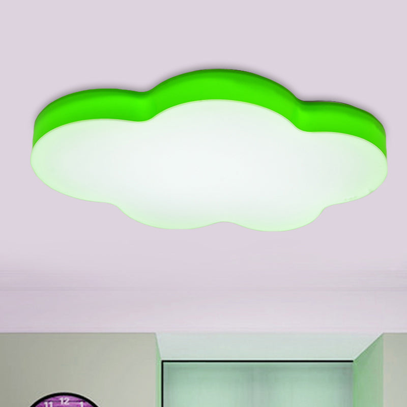 Kids Room Cartoon Led Cloud Ceiling Light In Acrylic Flushmount Design White/Red/Yellow Green