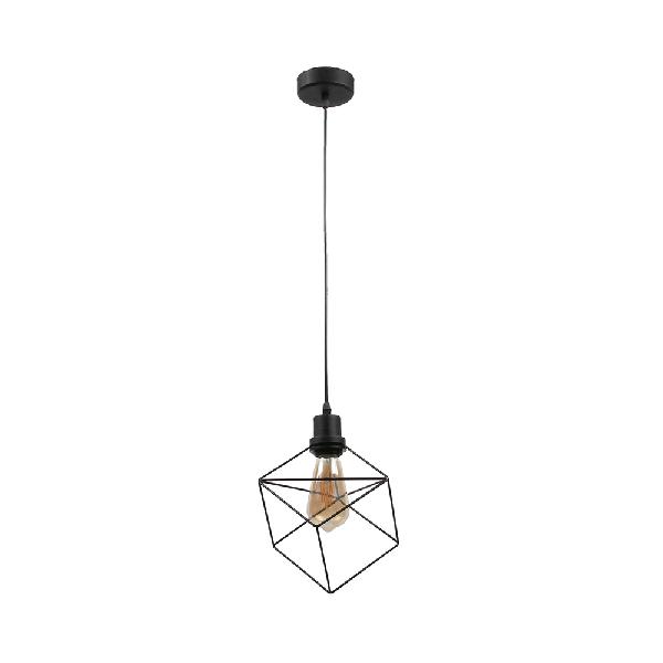 Metal Caged Pendant Lighting - Farmhouse Style Hanging Lamp 1 Light Black (1/3-Pack)