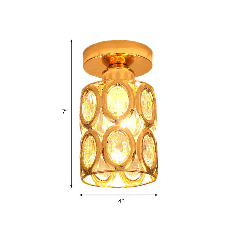 Modern Gold Crystal Flush Light For Corridors - Recessed 1 - Light Mount