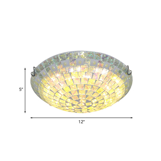 Baroque Blue Glass Bowl Ceiling Light - 2/3 Lights Square-Cut Flush Mount Lamp For Bedroom