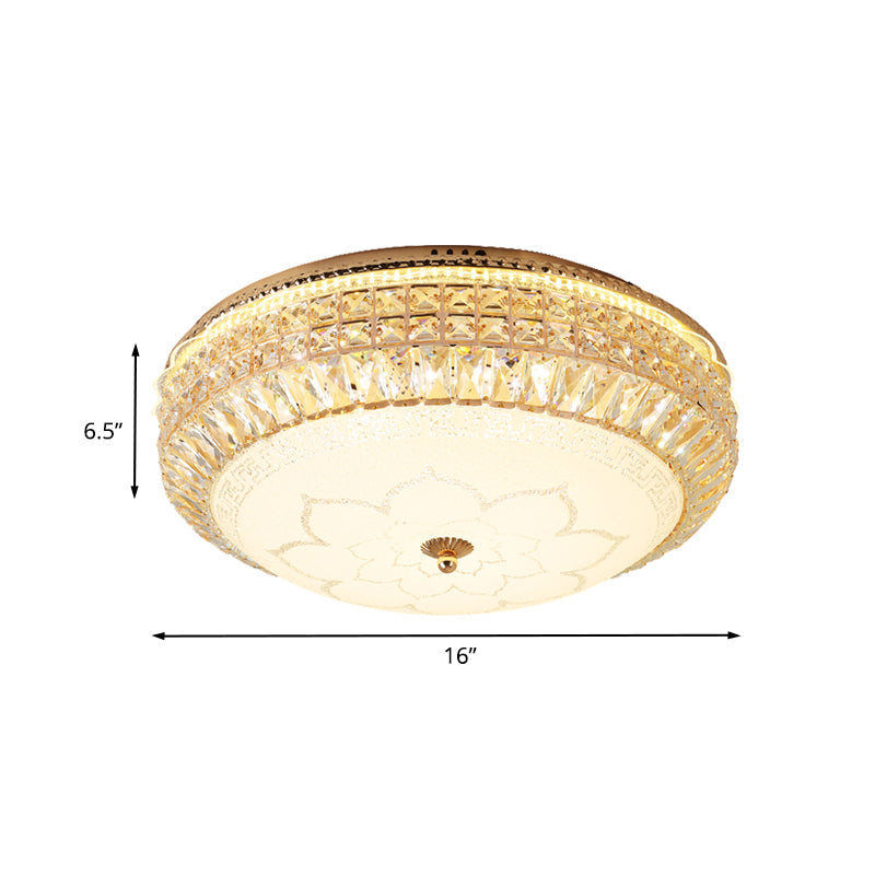 Modern Led Gold Crystal Flush Mount For Living Room