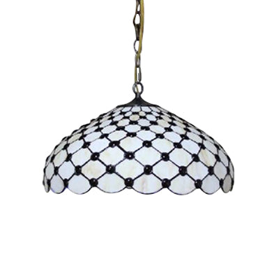 Tiffany Stained Glass Pendant Lamp With Jeweled Design - 2 Lights Ideal For Dining Room