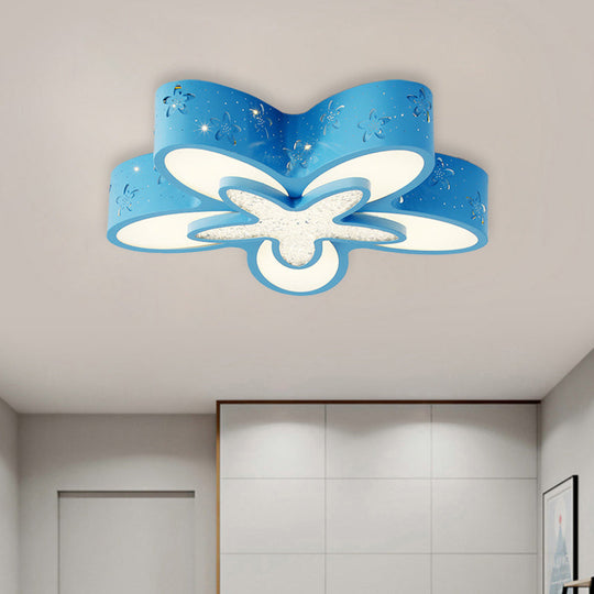 Flower - Shaped Led Cartoon Flush Ceiling Light For Kids’ Bedrooms In Pink/Blue