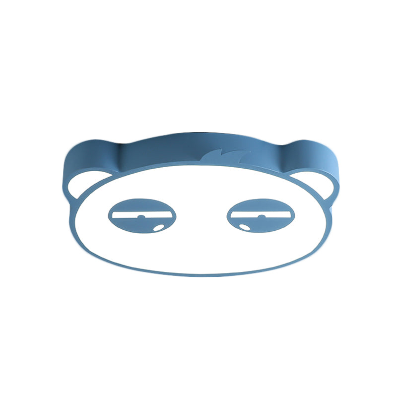 Kids Bedroom Cartoon Led Ceiling Light With Panda Shape Acrylic Shade And Pink/Green/Blue Finish