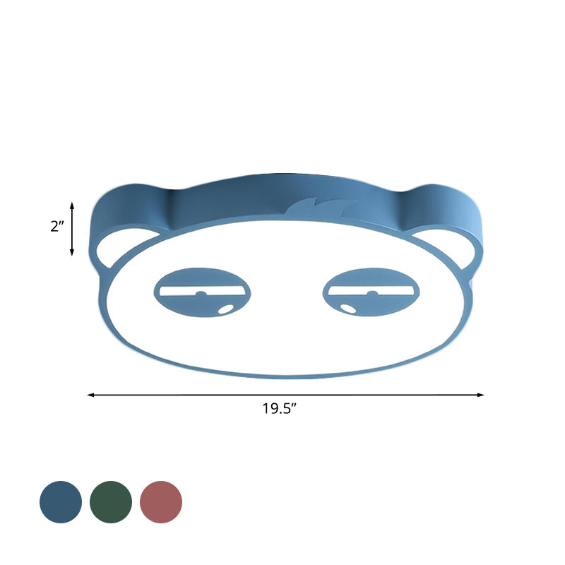 Kids Bedroom Cartoon Led Ceiling Light With Panda Shape Acrylic Shade And Pink/Green/Blue Finish