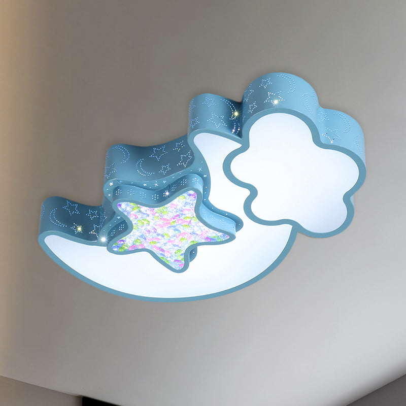 Nordic Led Flush Ceiling Light With Acrylic Starry Sky Design - Ideal For Childs Bedroom
