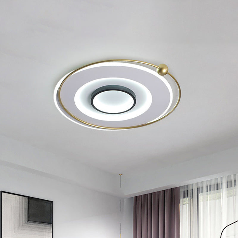 Modern Led Gold Round Flushmount Ceiling Light In White/Warm / White