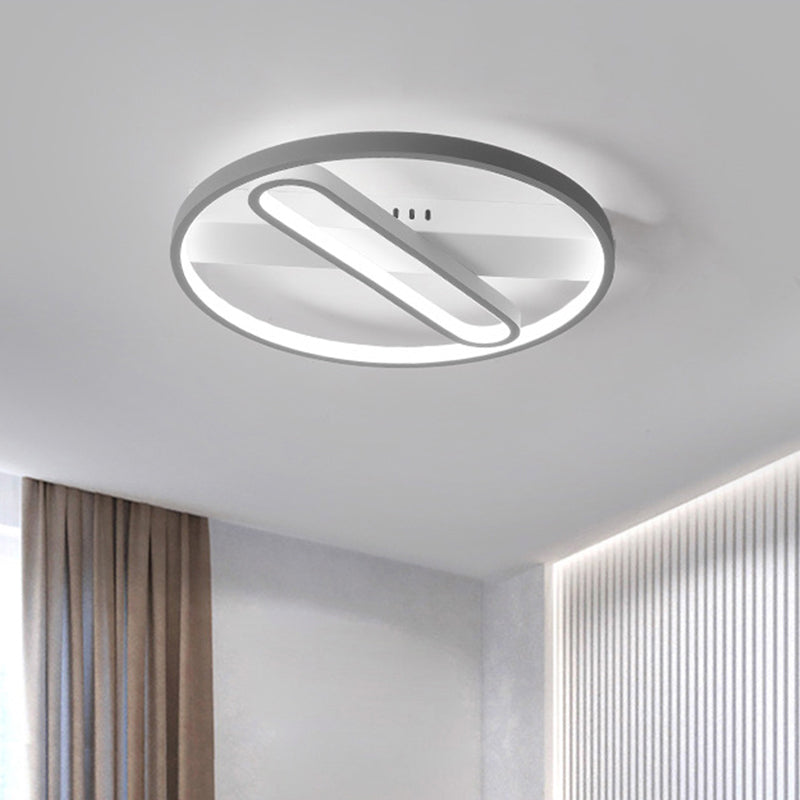 Geometric Flush Mount Ceiling Light In Metal Grey - Modern Led Lamp (Warm/White Light) 16.5/20.5