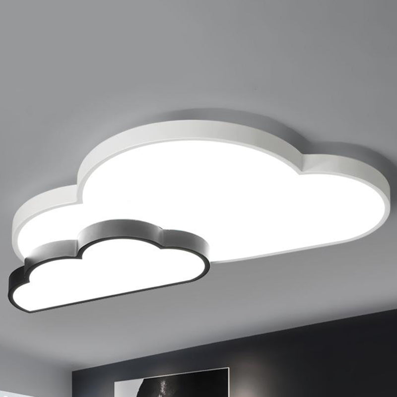 Nordic Cloud Led Flush Mount In Black And White - White/Warm Lighting Black-White / Warm