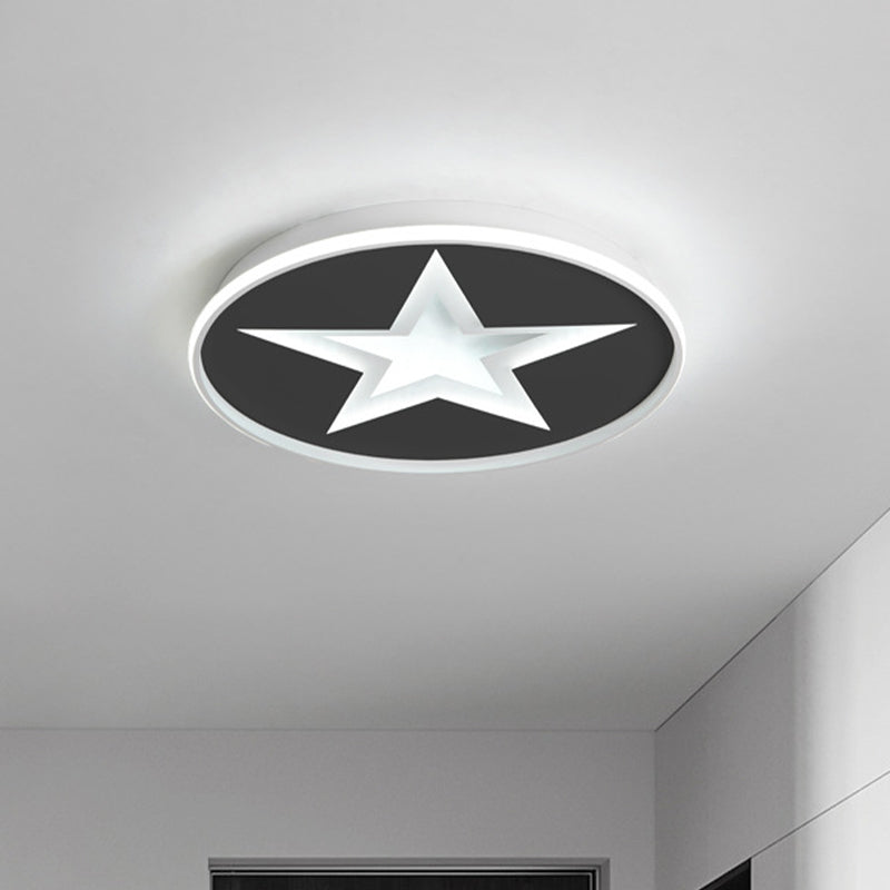 Star Pattern Nordic Acrylic Led Flush Mount Lighting In Black White/Warm Light - Bedroom Fixture