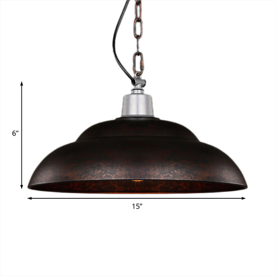 Stylish Double Bubble Iron Pendant Light In Rust For Dining Room - Industrial Design