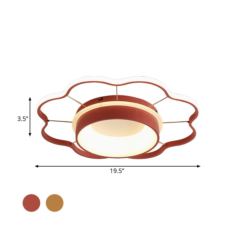 Flower Flush Mount Spotlight Kids Led Light In Pink/Gold – Warm/White