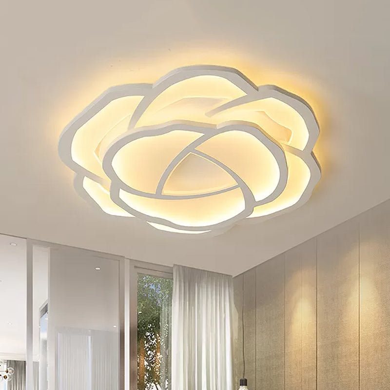 Blossom Acrylic Led Flush Mount Light: Minimalistic White Recessed Lighting With 3 - Color Options