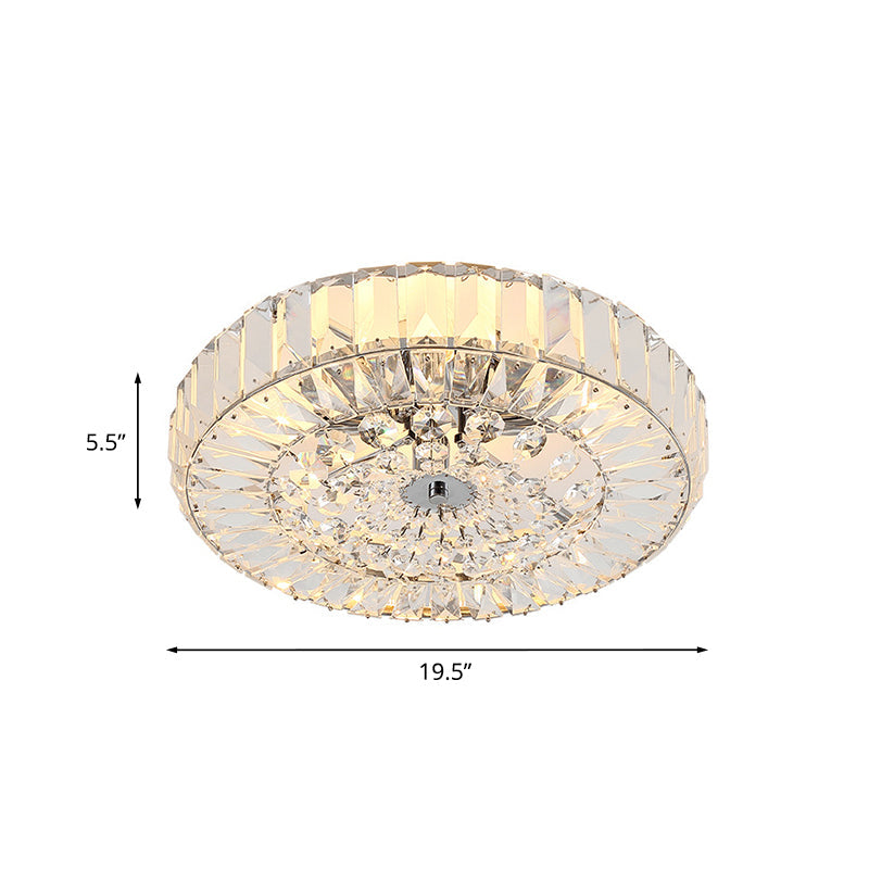 Gold Crystal Flushmount Ceiling Light With 6 Beveled Cut Heads - Perfect For Bedroom Simplicity