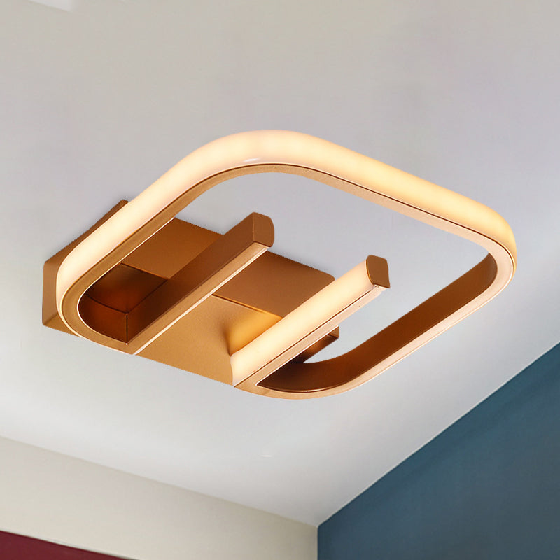 Geometric Led Ceiling Light In Nordic White/Black/Gold With Metallic Finish - Perfect For Hallways