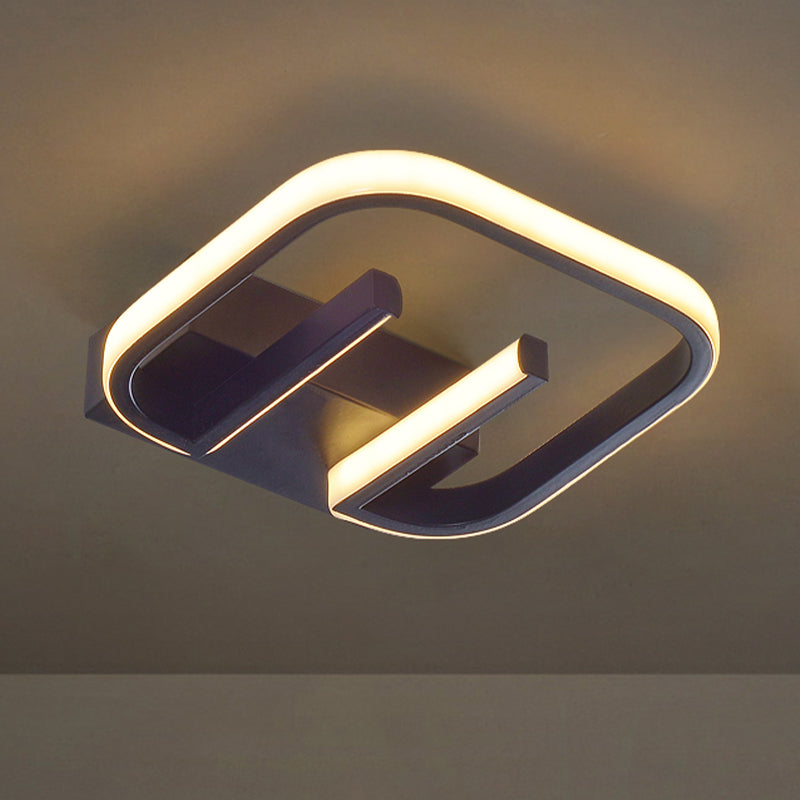 Geometric Led Ceiling Light In Nordic White/Black/Gold With Metallic Finish - Perfect For Hallways