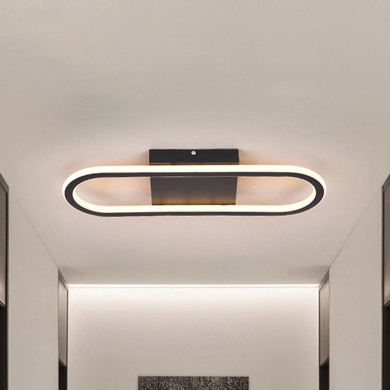 Ellipse Led Ceiling Light - 15/19 Metal Flush Mount Simple Black/White Design White/Warm Glow Black