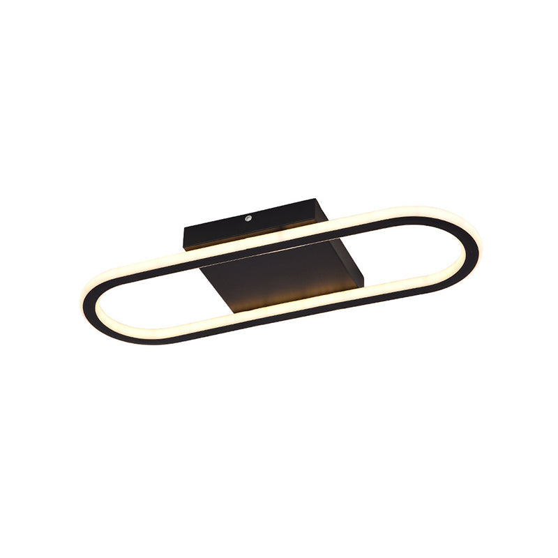 Ellipse Led Ceiling Light - 15/19 Metal Flush Mount Simple Black/White Design White/Warm Glow