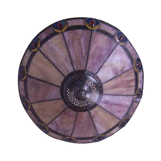 Tiffany-Style Purple Cone Pendant Lamp - Hand-Cut Glass 1-Bulb Hanging Light Fixture