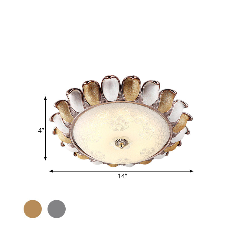 Sunflower Glass Ceiling Lamp: Textured Led Flush Mount 14’/18’/22’ Width Silver/Gold Ideal
