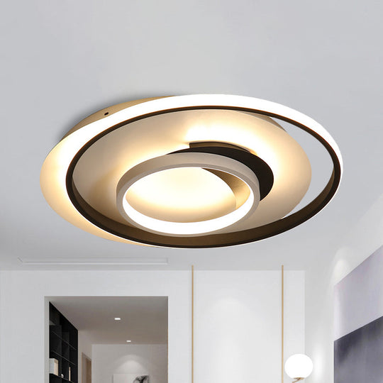 Modern Black Flush Ceiling Lighting Fixture - 18/21.5 Round Acrylic Led Light In Warm/White