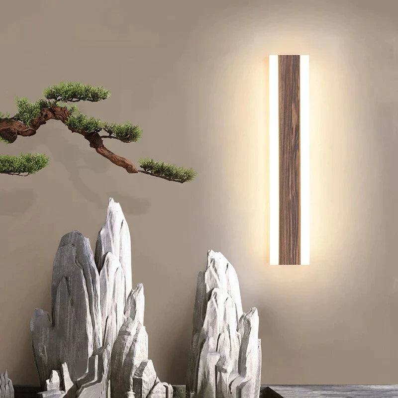 New Chinese Outdoor Wall Lamp Waterproof Stainless Steel Long Led Imitation Marble Light Garden