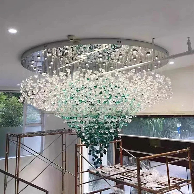 Lunaria Crystal Stone Chandelier – Grand Luxury Ceiling Lighting