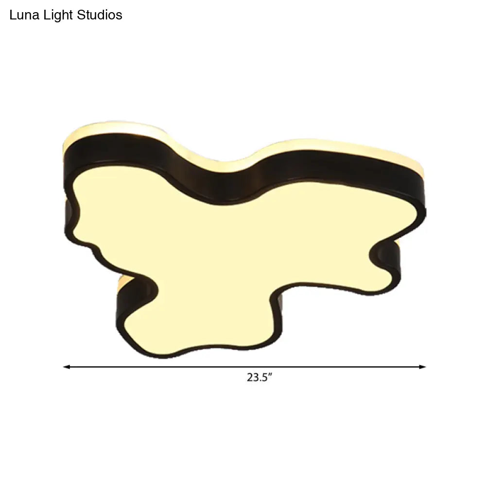Abstract Flush Light - 16’/19.5’/23.5’ Width Black/White Shade Led Contemporary Mount In