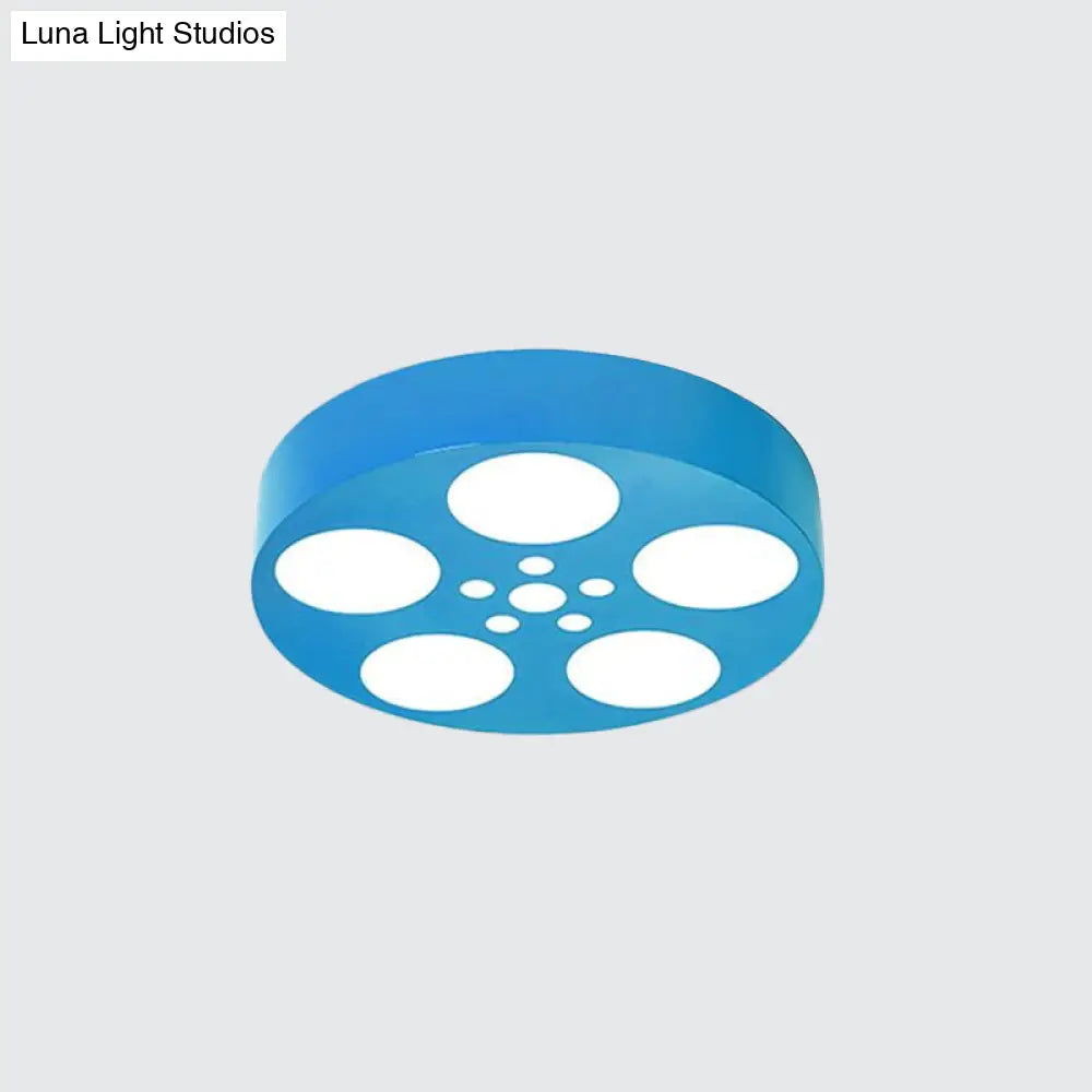 Acrylic LED Kids Flush Mount Lighting in Vibrant Red/Yellow/Blue – Rounded Nursery Room Fixture - Luna Light Studios